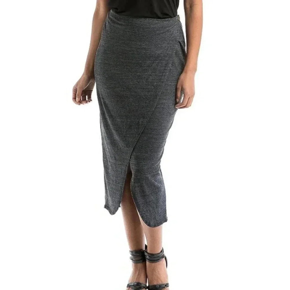 Revolve Nation Marnie Wrap Midi Skirt Knit High Rise Waist Grey Size XS - Picture 6 of 15